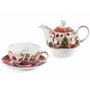 Set di tazze e teiere in porcellana "Fata di Natale" cm 16 x 10,5 x 14 H