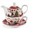 Set di tazze e teiere in porcellana "Fata di Natale" cm 16 x 10,5 x 14 H