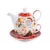 Set tazza e teiera in porcellana con stampe natalizie 16 x 10,5 x 13,5cm
