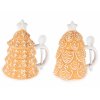 Tazza in ceramica a forma di albero di Natale con coperchio e cucchiaio, 400 ml