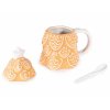 Tazza in ceramica a forma di albero di Natale con coperchio e cucchiaio, 400 ml