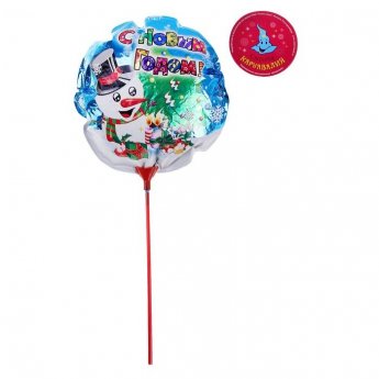 Palloncino di carta stagnola "Pupazzo di neve" 30 * 30 c con bastoncino. Per aria o gas elio