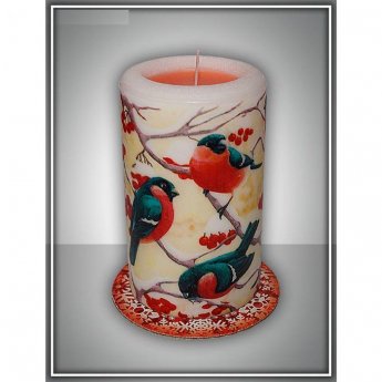 Candela-sorpresa "storie di Natale" ciuffolotti, profumato, arancione Candela-sorpresa "storie di Natale" ciuffolotti, profumato, arancione