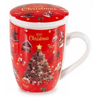 Tazza da tisana in porcellana con filtro "Mercatini" in scatola  Ø 8 cm x 11,5 H