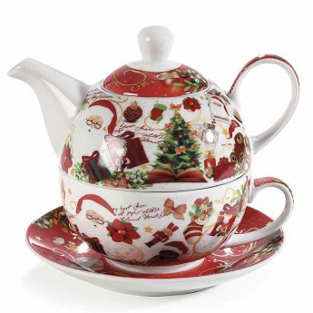Set di tazze e teiere in porcellana "Fata di Natale" cm 16 x 10,5 x 14 H