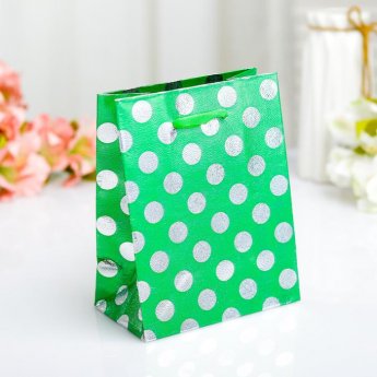 Sacchetto regalo "Pois" verde 11,5x14,5x6,5cm Sacchetto regalo "Pois" verde 11,5x14,5x6,5cm