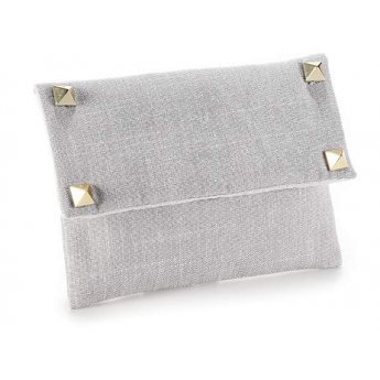 Sacchetto stoffa grigio con borchie metallo e chiusura velcro Sacchetto stoffa grigio con borchie metallo e chiusura velcro