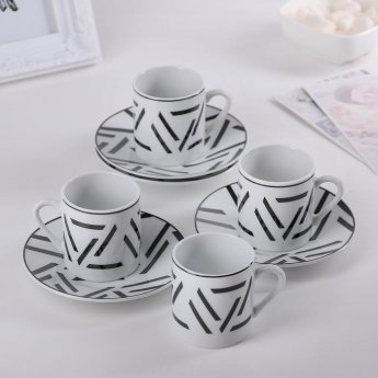 Set da caffè per 4 persone "Parallele" 4 tazzine 80ml + 4 piattini 11cm Set da caffè per 4 persone "Parallele" 4 tazzine 80ml + 4 piattini 11cm