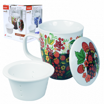 Tazza con coperchio e infusore "Khohloma" 0,4L