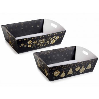 Cesto in cartone "Black Chic" con manici cm 37*29*14H