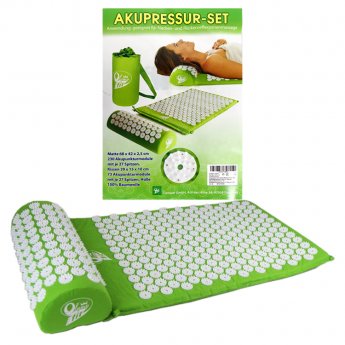 Set per agopressione: tappetino 68x42x2,5cm, cuscino 39x15x10cm, con sacco 100% cotone