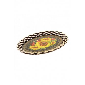Vassoio "Girasoli con ciliegie" 24 × 33,5 cm.
