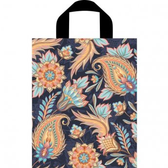 Пакет "Узор на синем", полиэтиленовый с петлевой ручкой, 35х28 см, 55 мкм