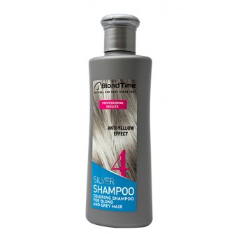 Shampoo-tinta Silver №4 effetto anti-giallo ottimo per i capelli bianchi "Blond Time" 150ml
