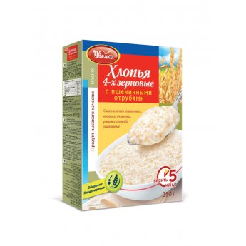Fiocchi di 4 tipi di grano con crusca "Uvelka" (350g)