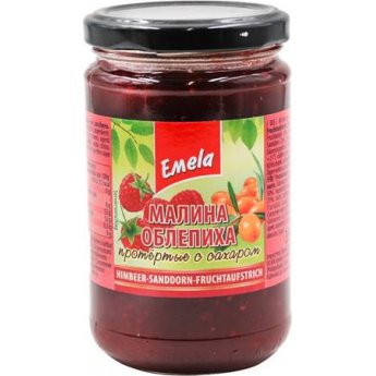 Marmellata di lamponi "Emelya", olivello spinoso tritato con zucchero (350 g)