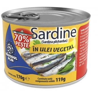 Sardine "Navodul Plin" con olio di girasole (170g) Sardine "Navodul Plin" con olio di girasole (170g)