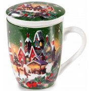 Tazza da tisana in porcellana con filtro "Mercatini" in scatola  Ø 8 cm x 11,5 H