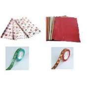 Foglio di carta da regalo lucida +Foglio trasparente "Cristmas time" 100/70+Nastro 4m