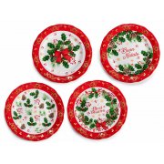 Piatto natalizio alimentare porcellana con elementi dorati Ø 20 cm