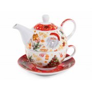 Set tazza e teiera in porcellana con stampe natalizie 16 x 10,5 x 13,5cm