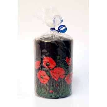 Candela "Papaveri" 7x7x10cm nera